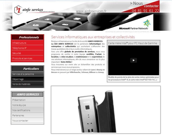 Agence web pour la réalisation du site web à Villefranche pour SSII Ainfoservices