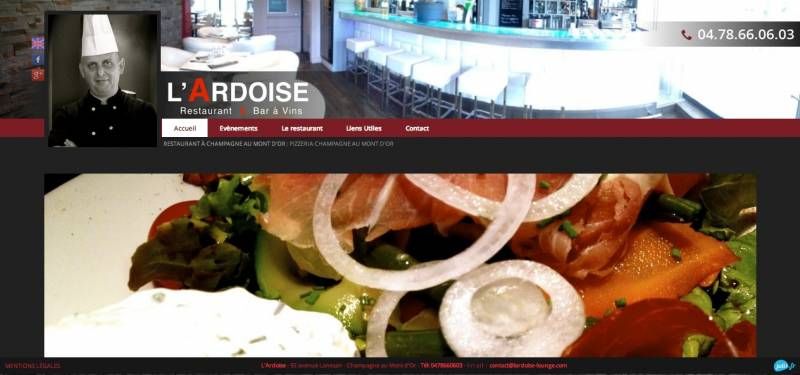 Agence web pour refonte de site web du Restaurant L'Ardoise-Lounge à Champagne-Au-Mont D'Or