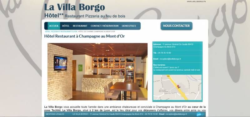 Référencement première page Google pour l'Hôtel La Villa Borgo à Champagne au Mont d'Or