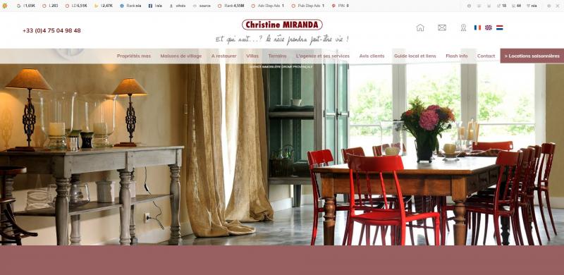 Création et référencement SEO de l'agence immobilière Christine MIRANDA dans la Drôme