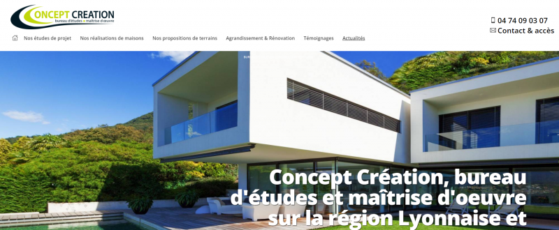 Création de site et référencement pour Concept Création, cabinet d’architecture à Villefranche sur Saône (69)