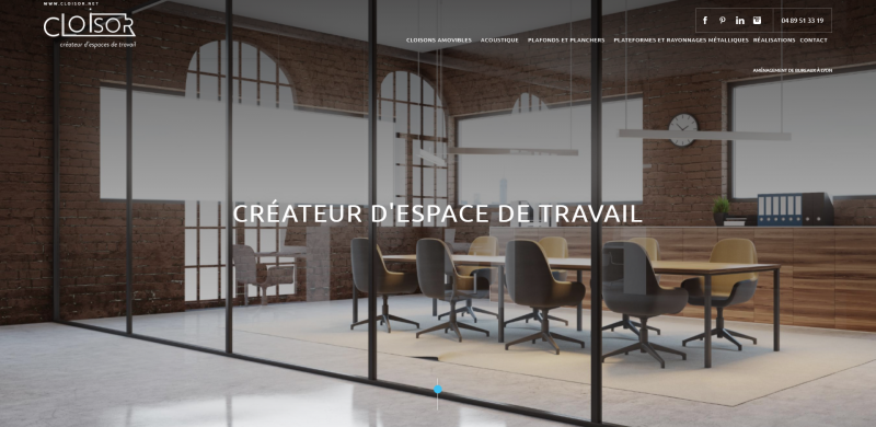 Conception de site internet design pour Cloisor : Entreprise experte en cloison amovible à Lyon Rhône-Alpes.